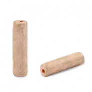 DQ Grieks keramiek kraal Gold spot Tube 20x5mm Blush peach